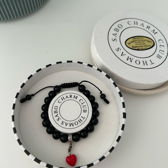 Thomas Sabo Jewelry - Thomas Sabo Black Bracelet with Red Heart Charm